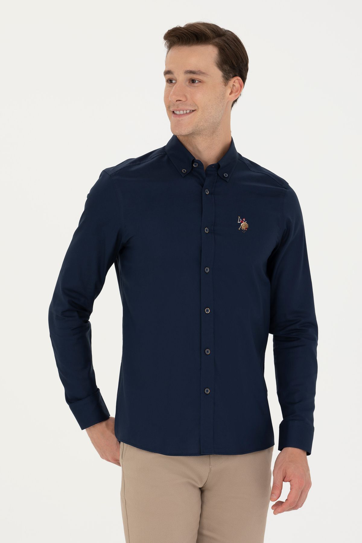U.S. Polo Assn.-Férfi sötétkék hosszú ujjú alap ing 50271276-VR033 1