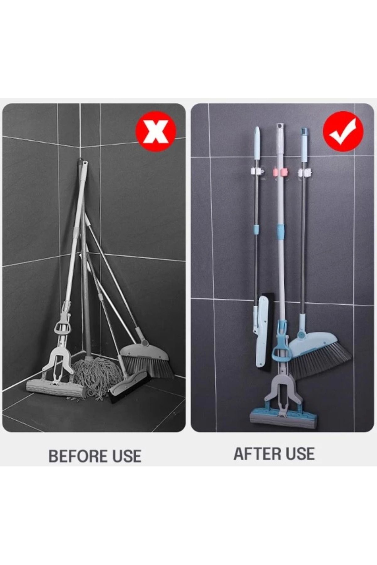 Epilons Pratik Yapışkanlı Pratik Mop Tutucu 4 Adet Beyaz