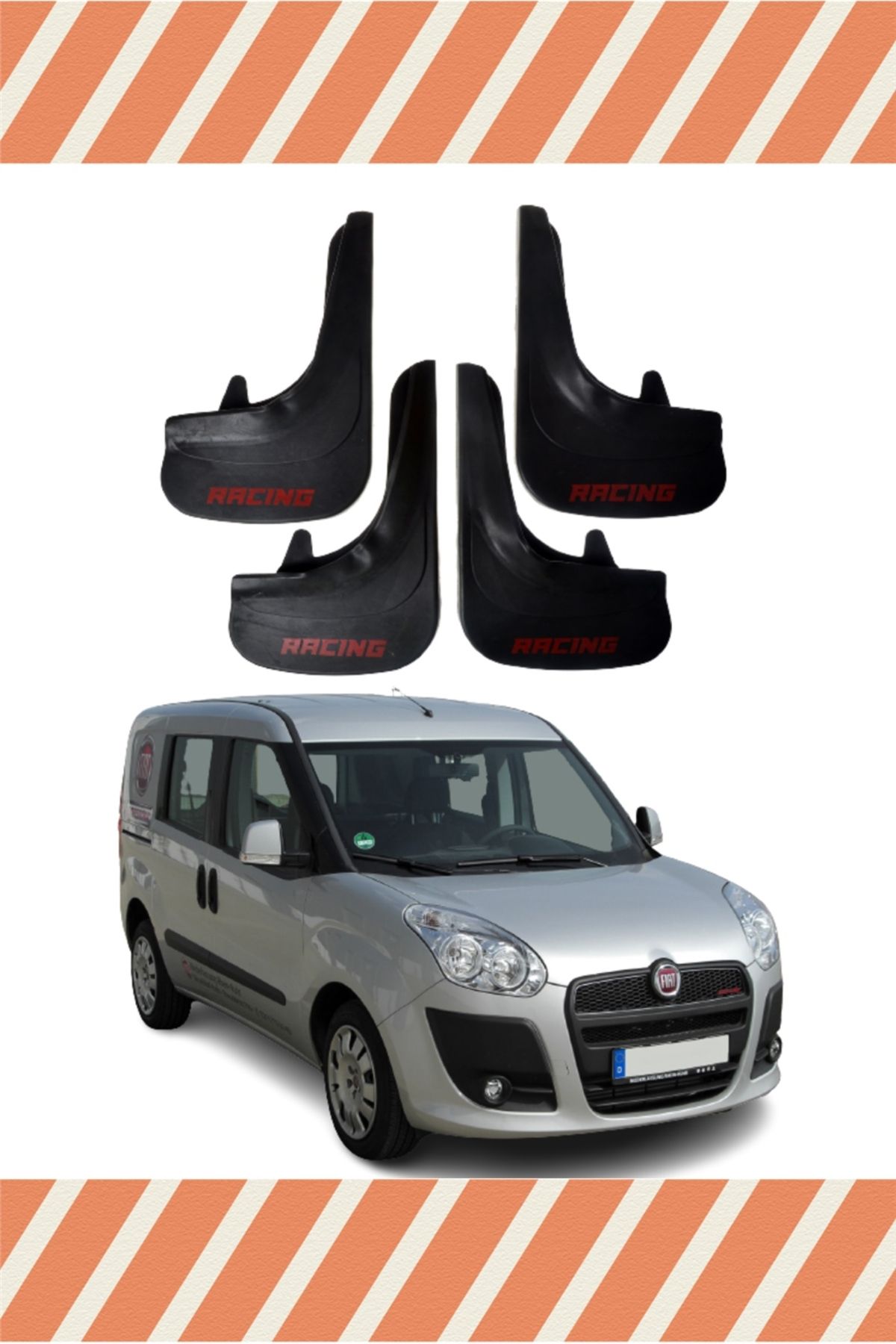 Heda Tex Fiat Doblo 2010-2022 Racing Yazılı 4'lü Tozluk Çamurluk Paçalık