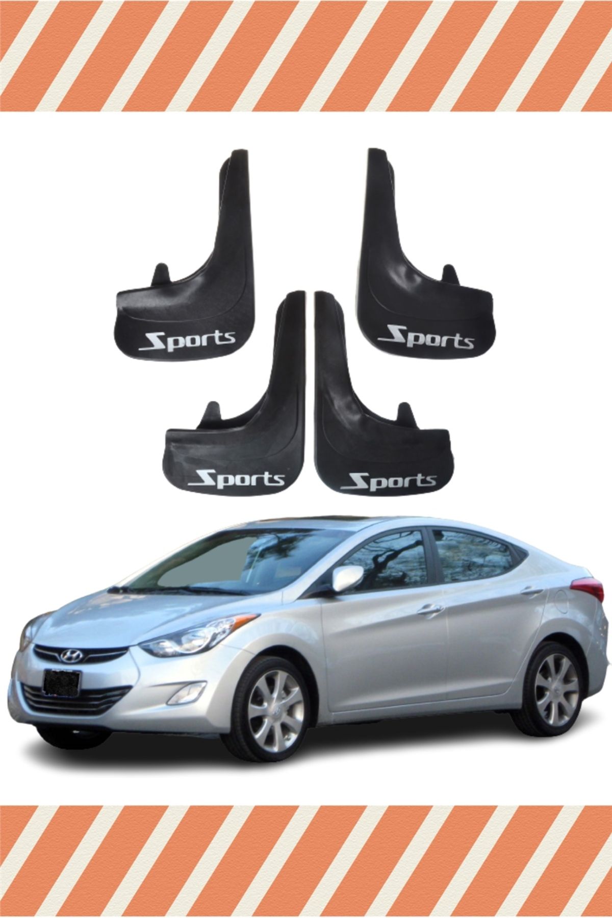 NOVDES-Db Hyundai Elentra 2010-2015 Sports Written 4-Piece Dust Cover Mudguard Mudguard 1