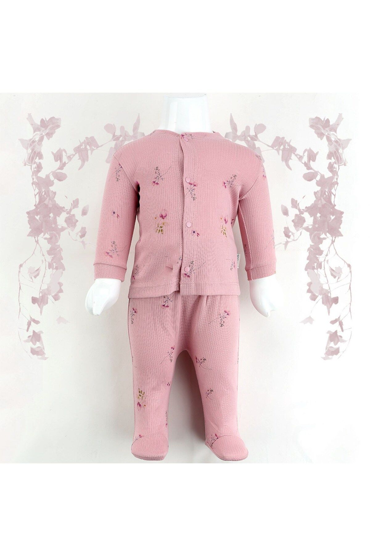 Sebi Bebe-2-Piece Pajama Set with Roses and Booties 1110 1