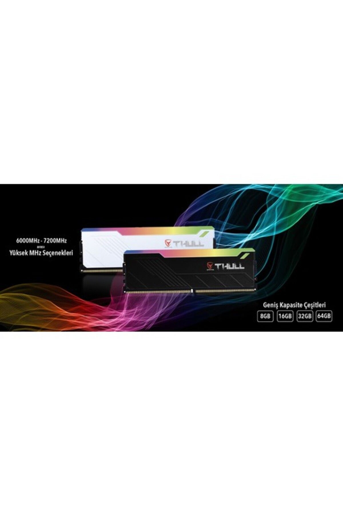 THULL-Apex 32GB Kits (2X16GB) 6000MHZ CL30 1.3V RGB Black Heatsink DDR5 Ram THL-PCAPX4800D5-32G-B 3