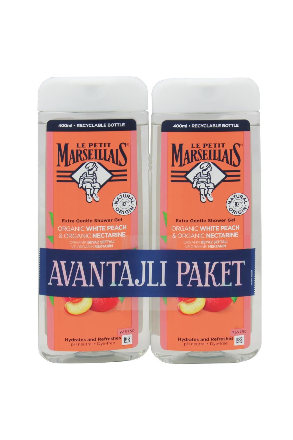 ژل دوش ارگانیک هلو سفید و شلیل Le Petit Marseillais 2 x 400 میلی لیتر