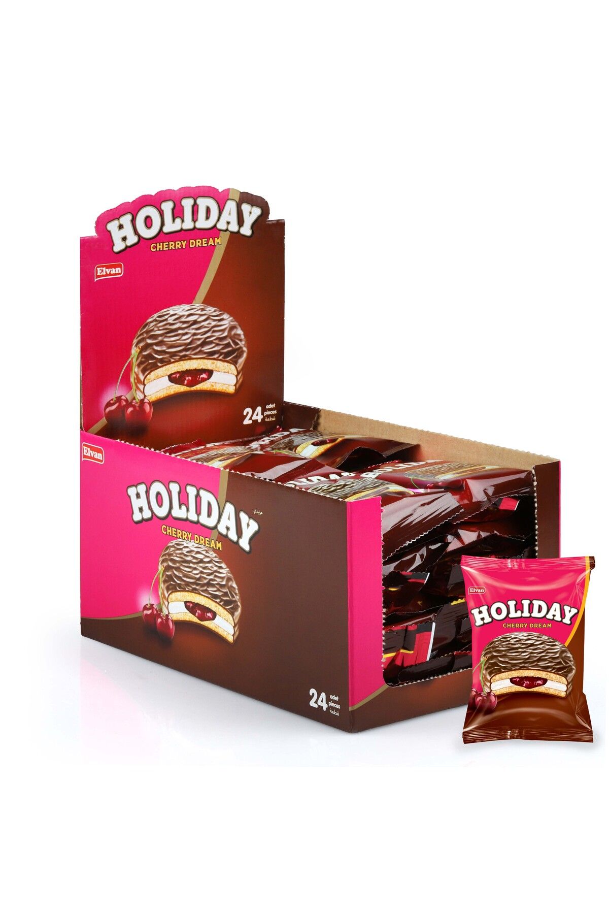 Elvan Holiday Vişneli Sandviç Bisküvi 30 Gr. 24lü (1 PAKET)