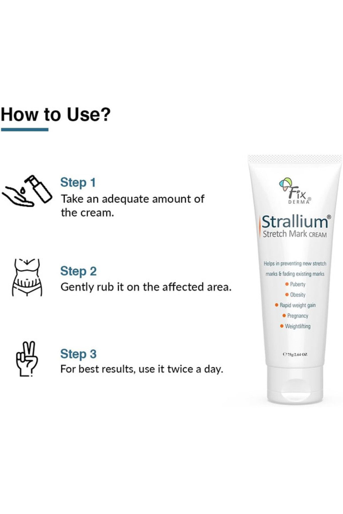 FixDerma-Strallium Stretch Mark Cream, Scar removal and Moisturizing Cream for all parts of body 7