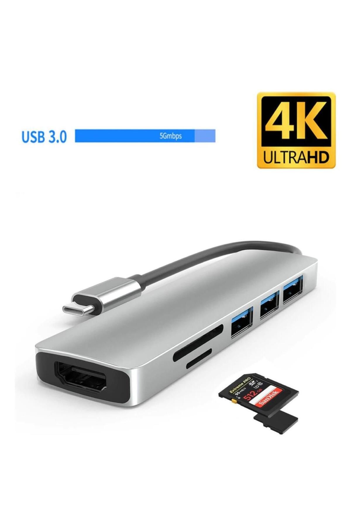 Daytona Hc-13 6'lı Usb Type-c Dockıng Statıon (GİRİŞ: USB TİP-C => 3*USB3.0 HDMI SD MİCRO SD)