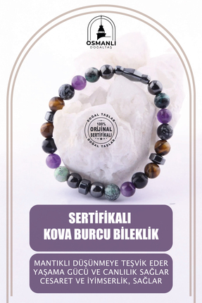 OSMANLI DOĞAL TAŞ Sertifikalı Kova Burcu Bileklik B055