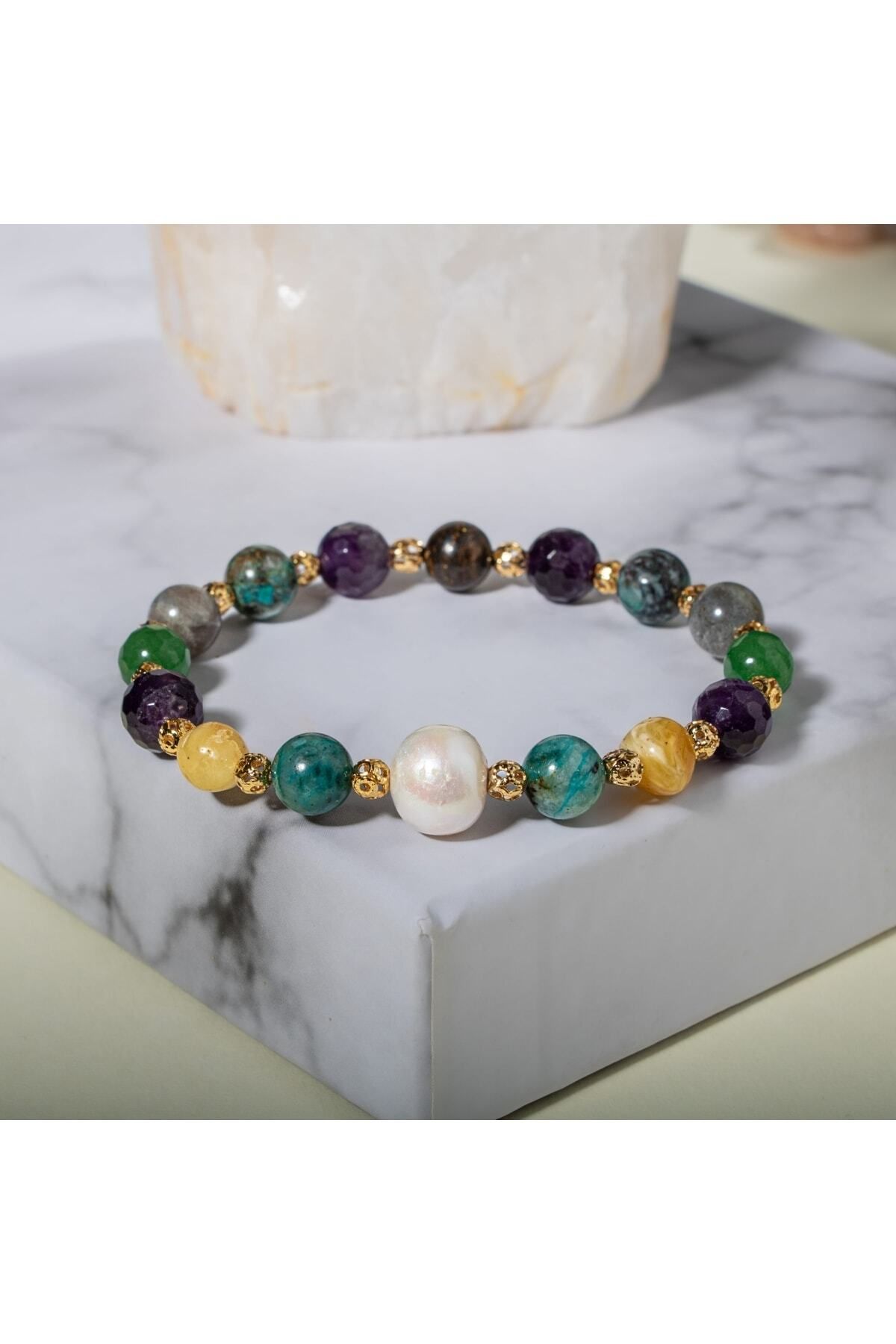 OSMANLI DOĞAL TAŞ-Obsession Obsession Natural Stone Bracelet Amethyst Bronzyte Pearl Amber Chrysocolla Aventurine Labradorite 3