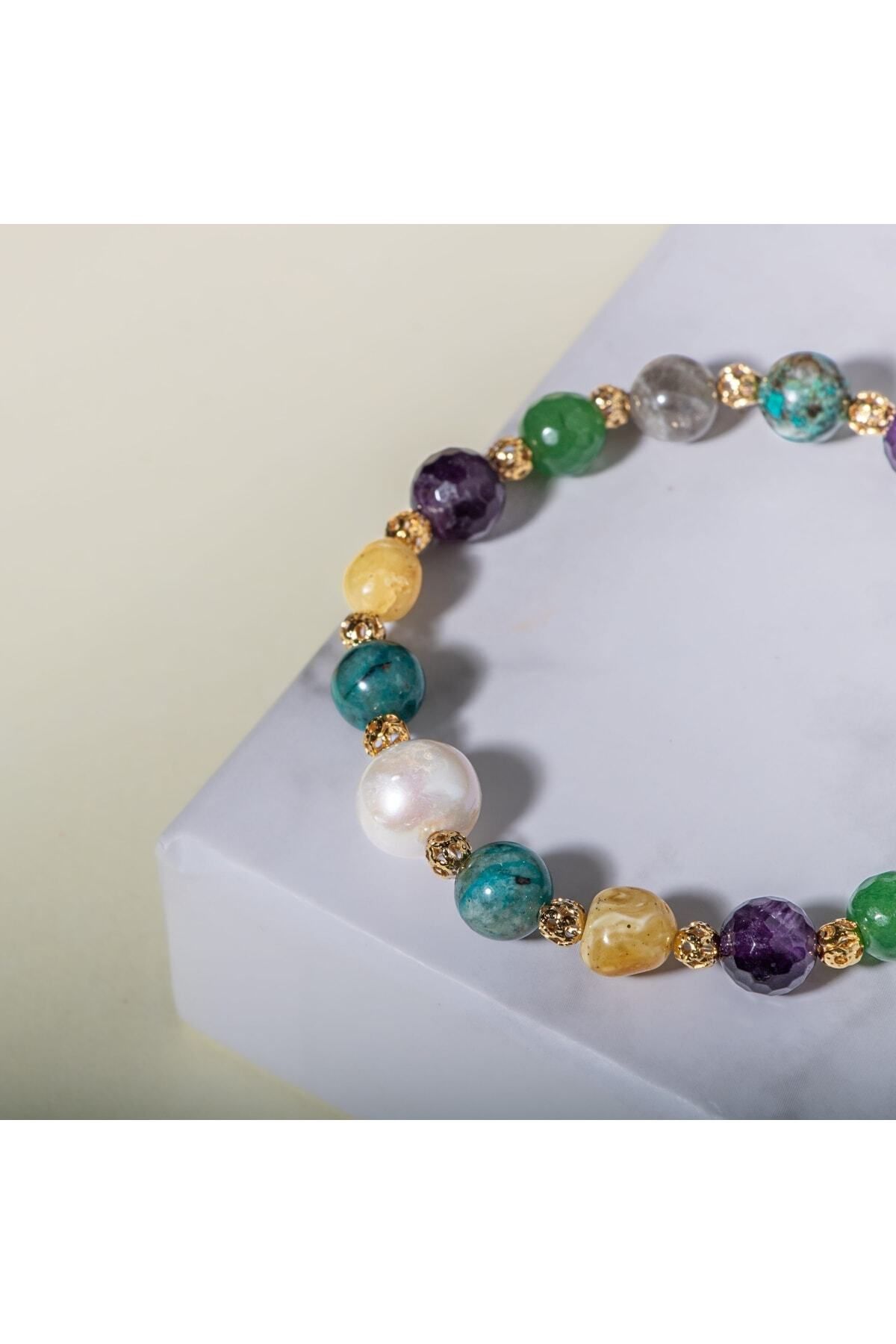 OSMANLI DOĞAL TAŞ-Obsession Obsession Natural Stone Bracelet Amethyst Bronzyte Pearl Amber Chrysocolla Aventurine Labradorite 2