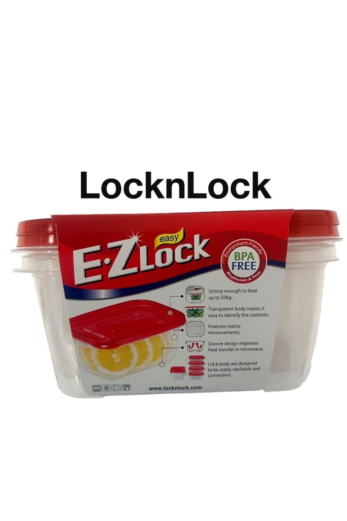 locknlock-EzLock Rectangle Container Set - 1320ml (Set of 2) 1