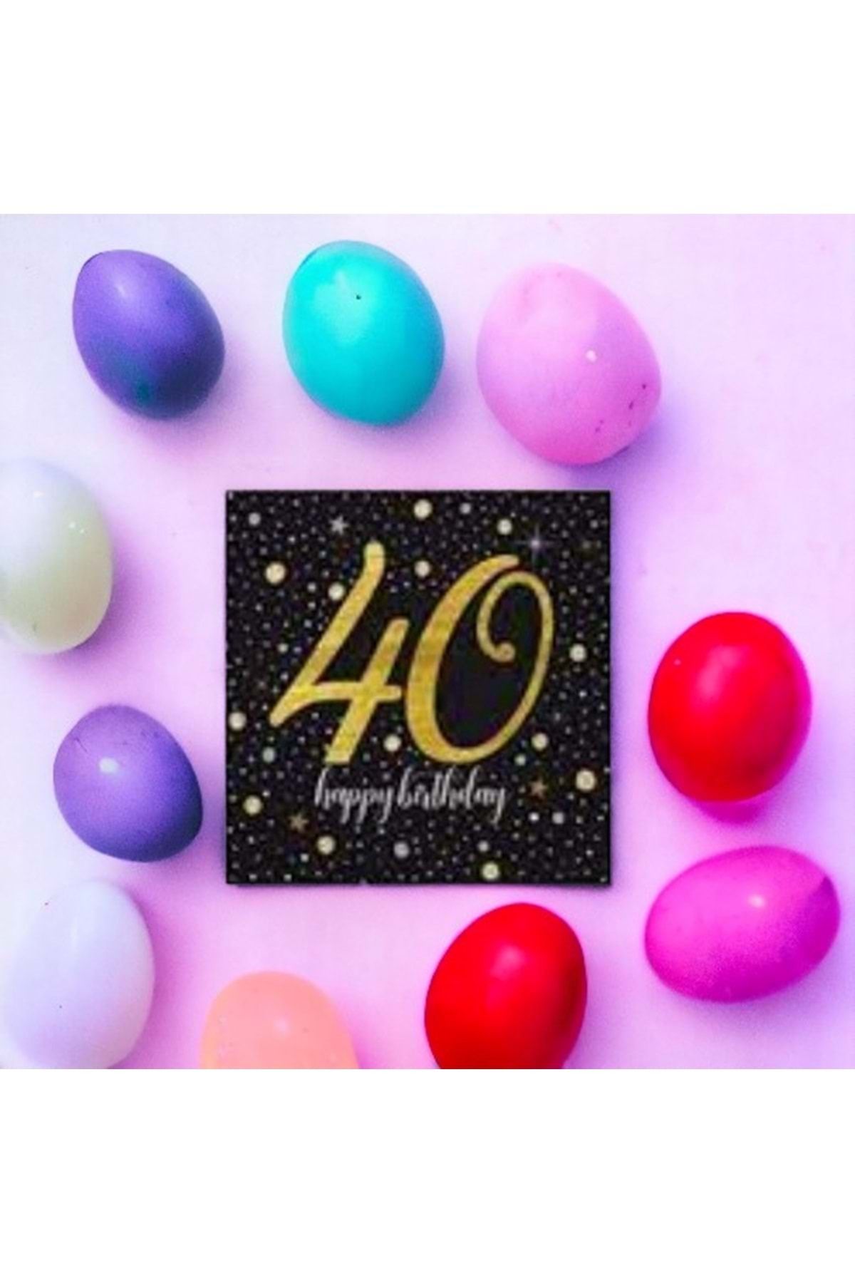 TURKUAZ PARTY-40 Year Old Glittering Birthday - Paper Napkin 33x33 Cm, Pack of 20 2