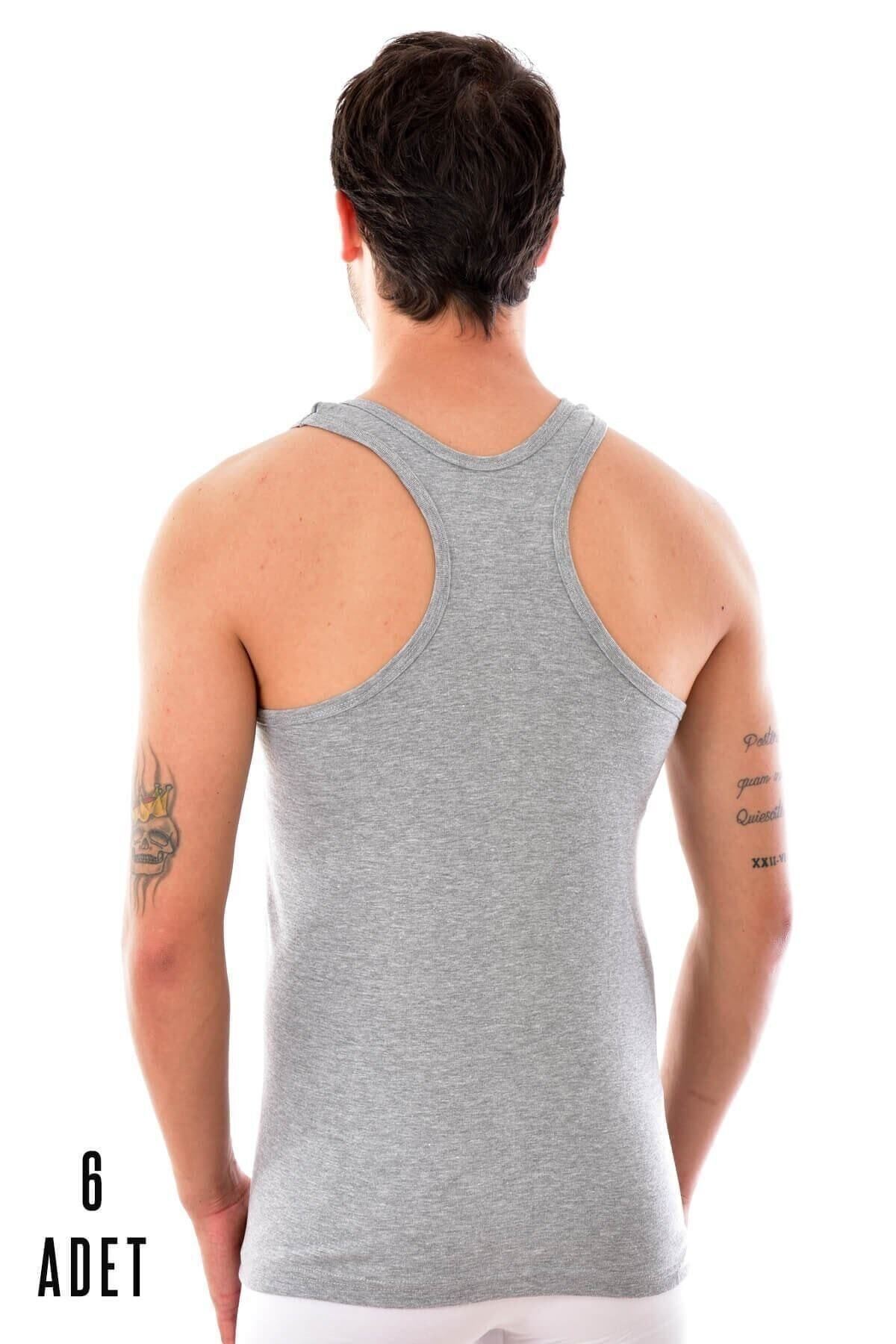 Tutku-Men's Gray 6 Pieces Cotton Sports Undershirt Gray 0118 2