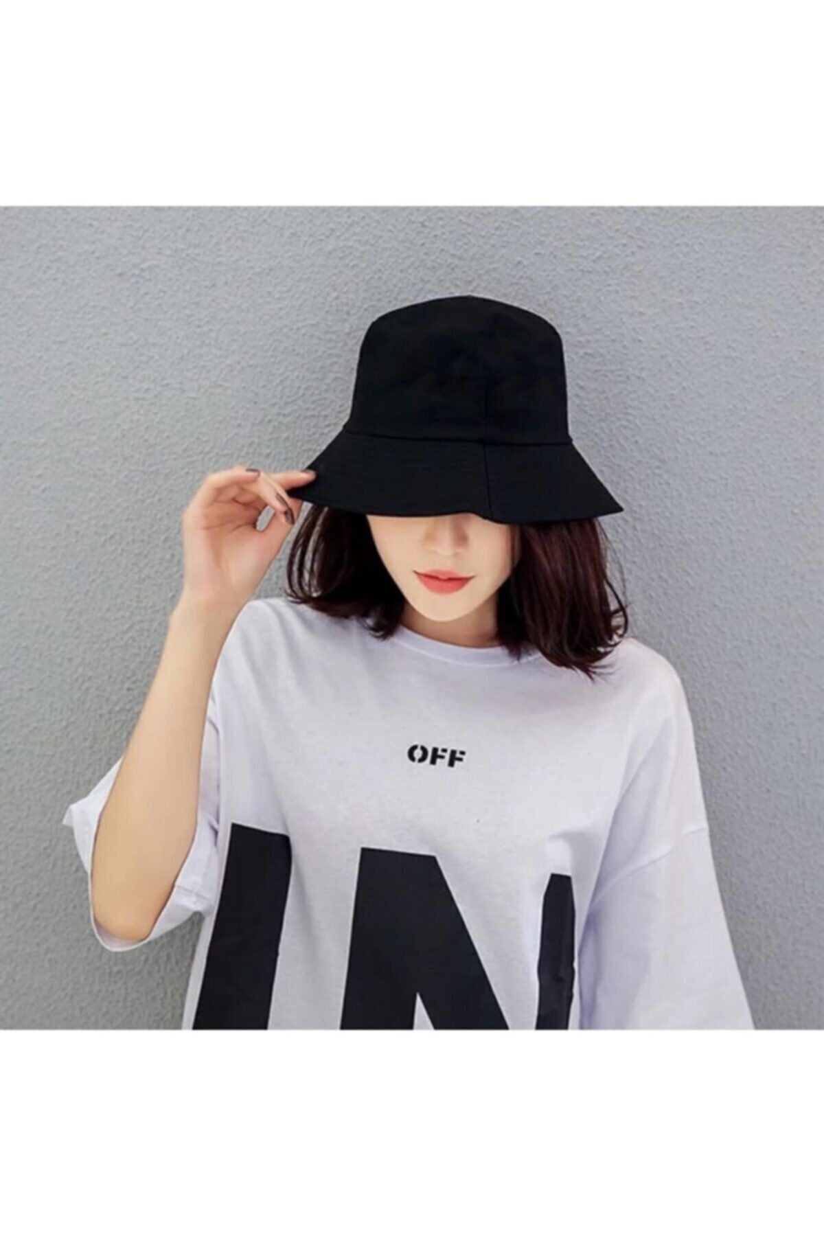 Belifanti Collection Düz Siyah Kova Şapka Balıkçı Şapka Bucket Hat görsel 3