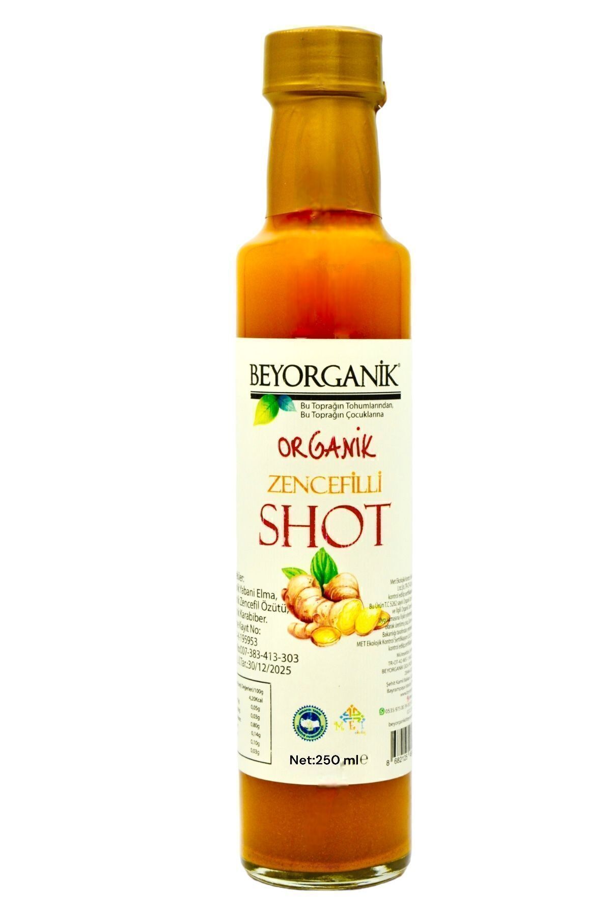 BEYORGANİK Organik Zencefilli Shot 250ml