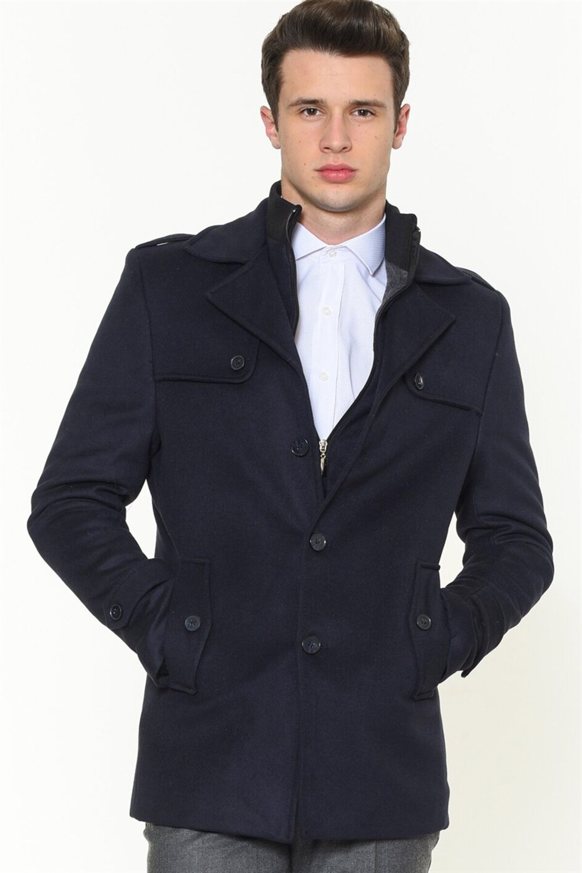 Dewberry K7542 ERKEK KABAN-LACİVERT — سرمه‌ای K7542 DEWBERRY MENS COAT