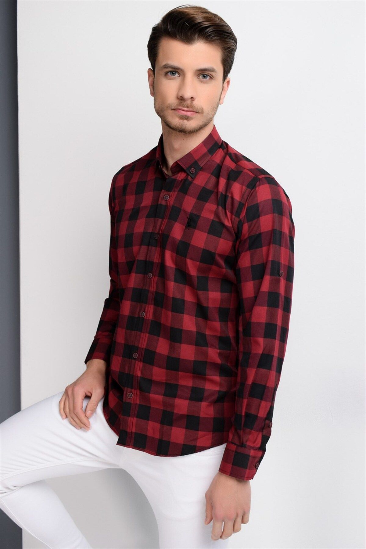 Dewberry-G665 Men's Shirt-black-burgundy 4