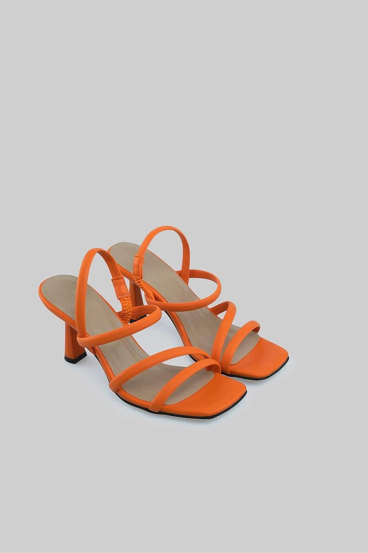 sovrana-Band Detailed Heeled Shoes Orange 4