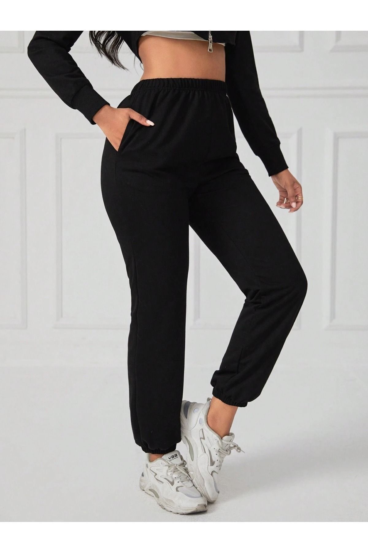 Know-Schwarze elastische Jogginghose für Damen 3