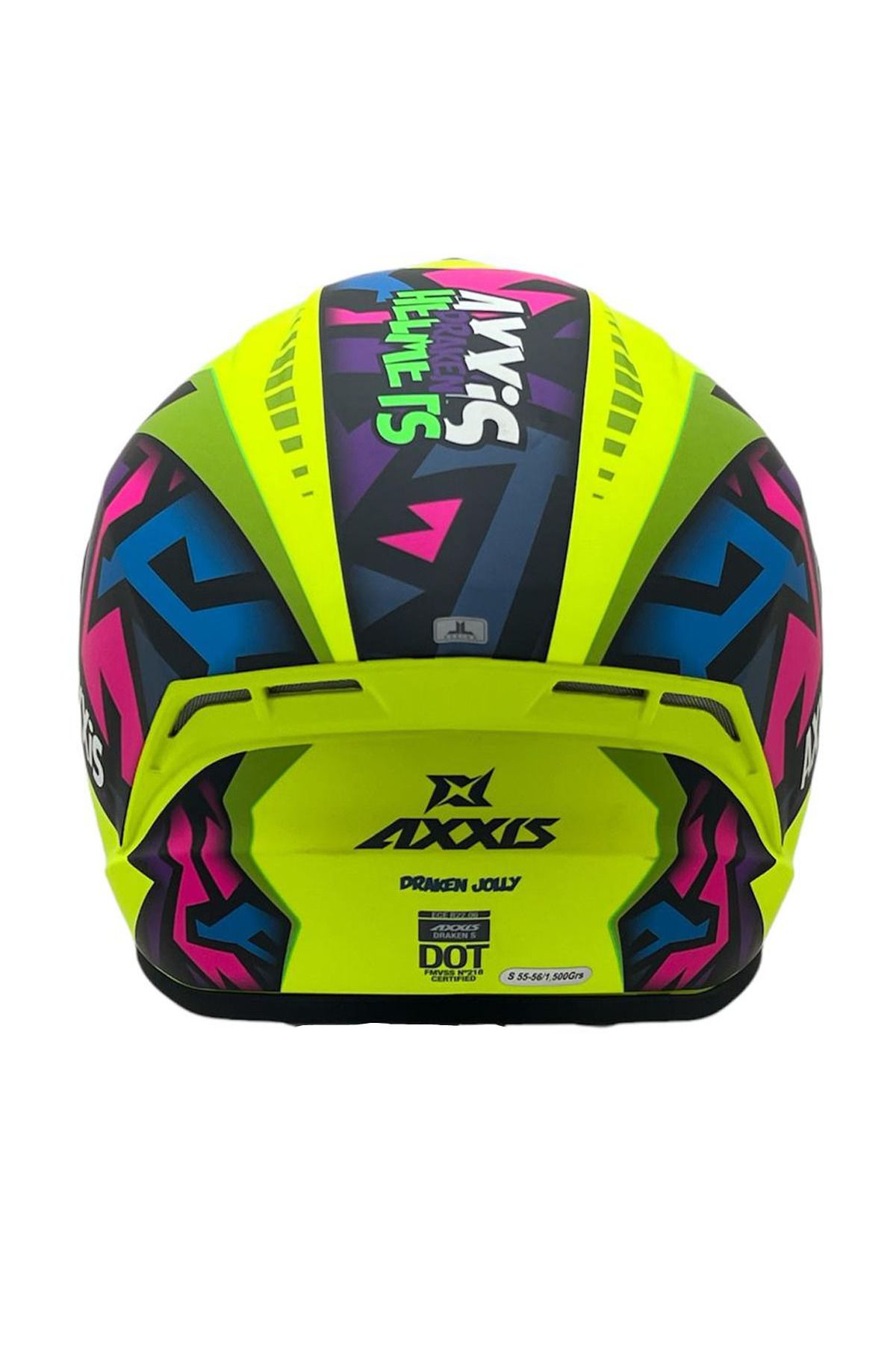 AXXIS-Draken S Jolly Matte Fluo Yellow Patterned Motorcycle Helmet with Double Visor 4