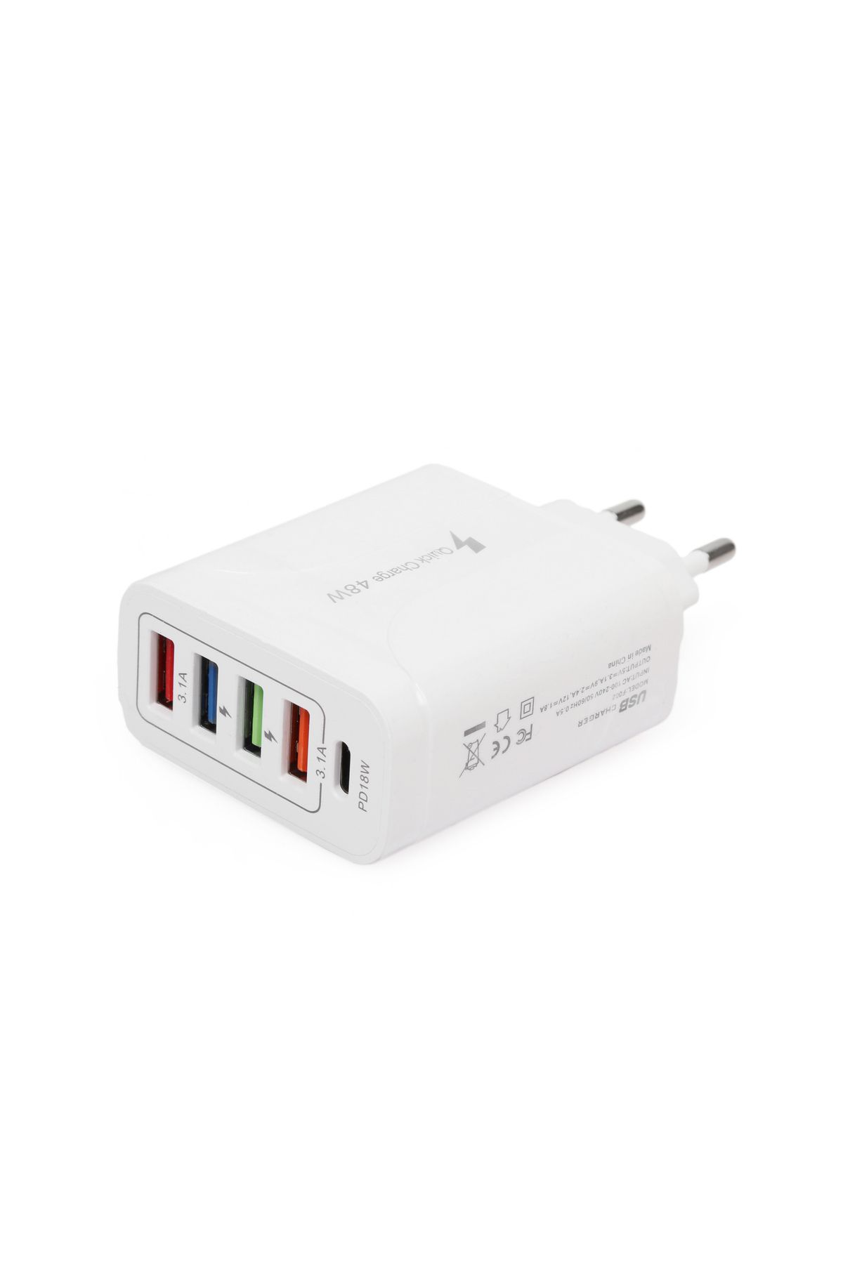 Quick Charge 48W 4 USB + 18W Pd Çoklu Şarj Başlığı Type C Girişli Hızlı Şarj Adaptörü A501-1