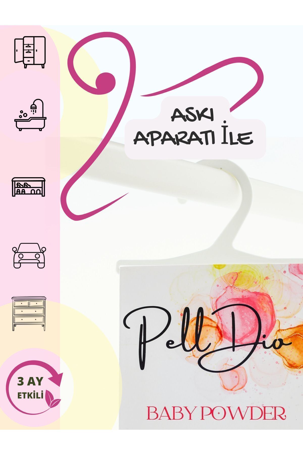PellDio Home 3'lü Bebek Pudrası Dolap Ayakkabılık Ve Çekmece Parfümlü Kese Kokusu Oda Koku Kesesi fotoğrafı 4 (önizleme)