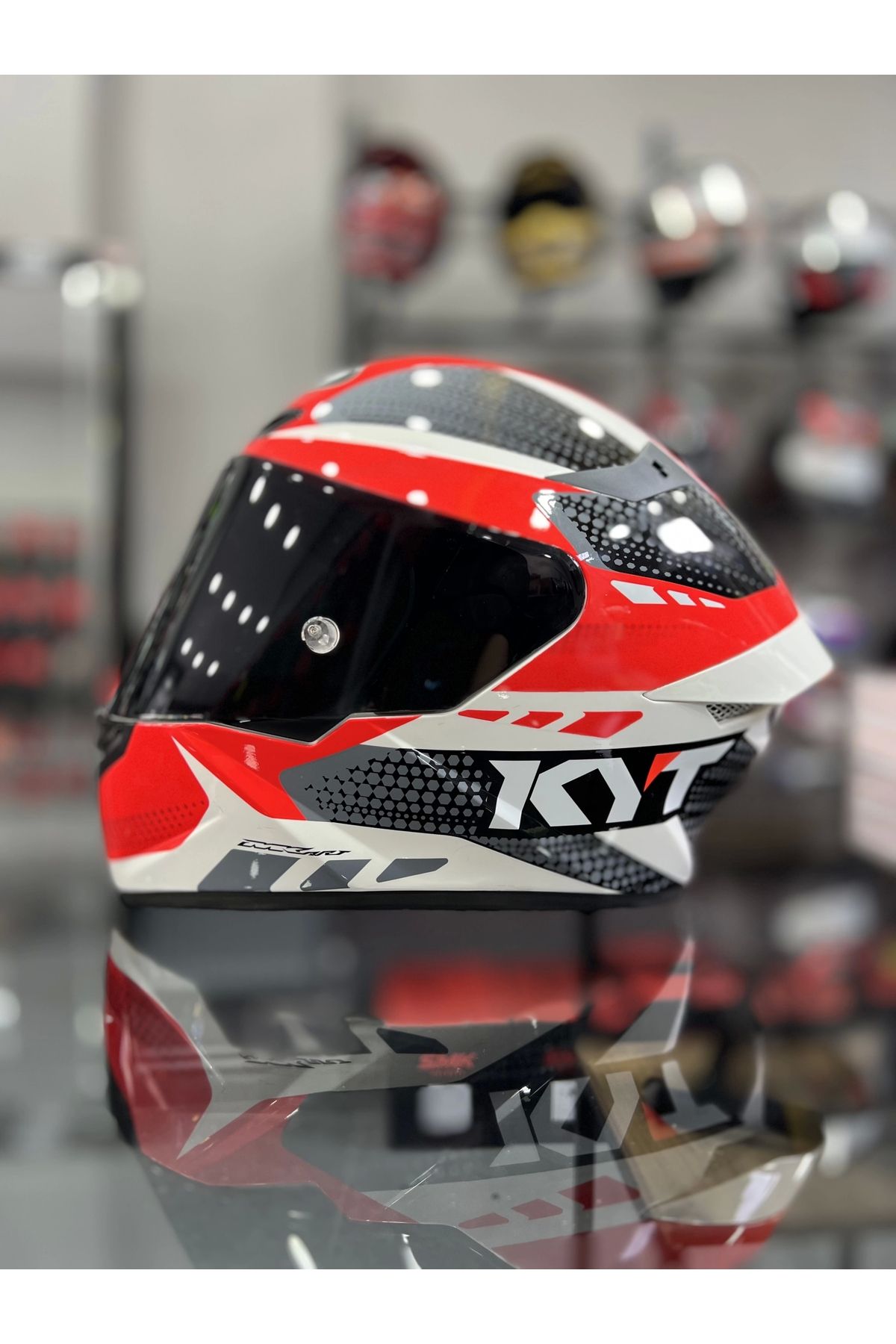 KYT-Tt-Course Helmet Gear - Black with Red Transparent Visor 4