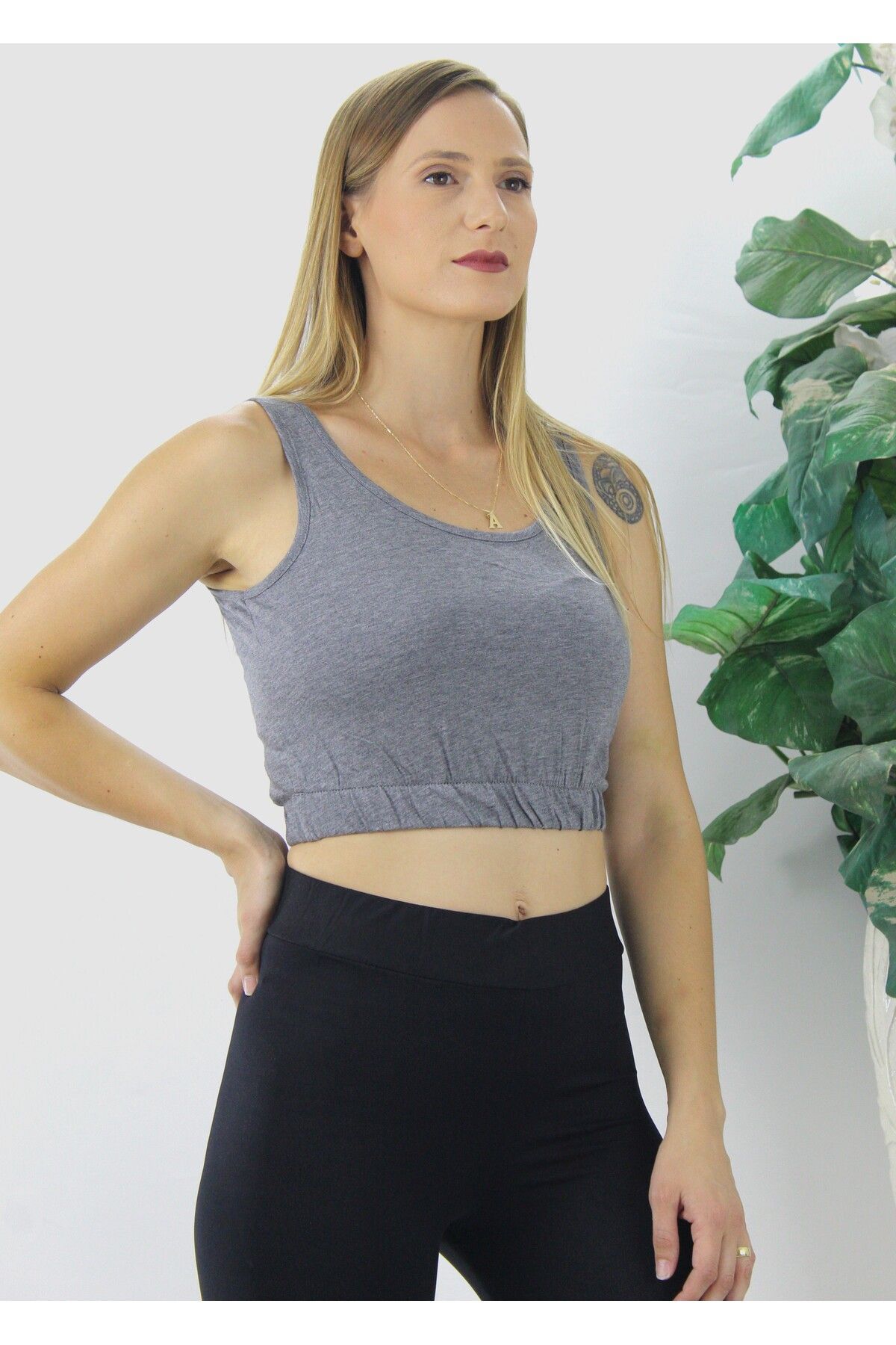 svakki Beli Lastikli Crop Gri - Lks2907.022