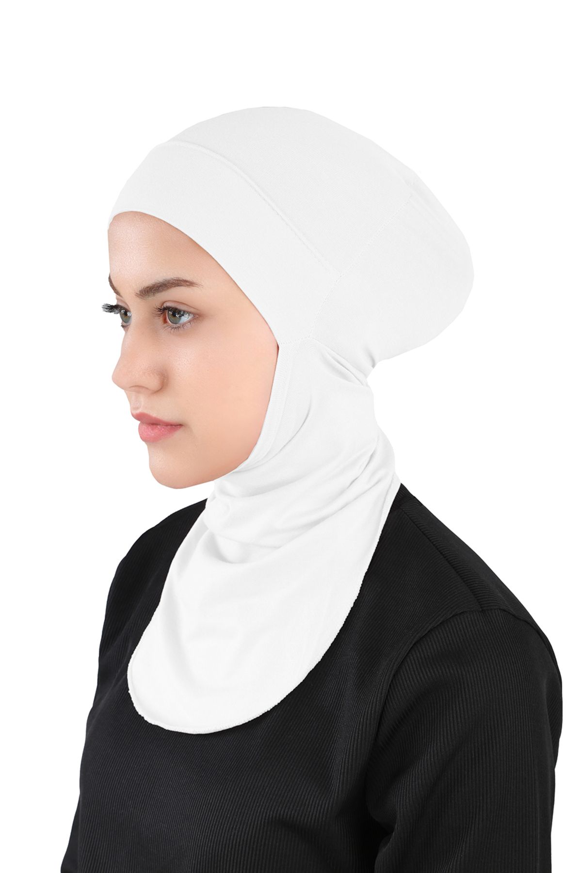 Ecardin-White Small Hijab Neck Flexible Athlete Bonnet - St 225 2