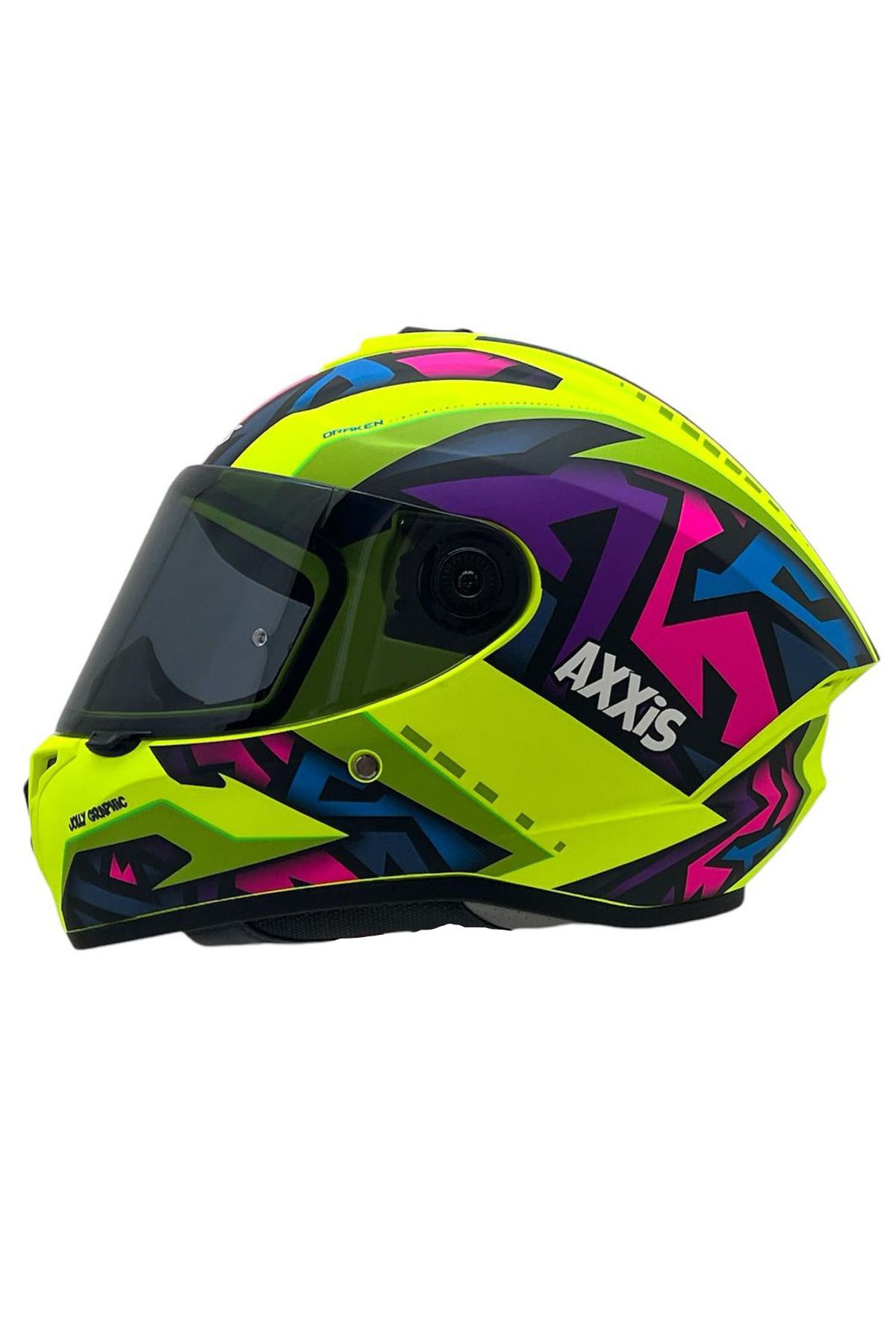 AXXIS-Draken S Jolly Matte Fluo Yellow Patterned Motorcycle Helmet with Double Visor 2