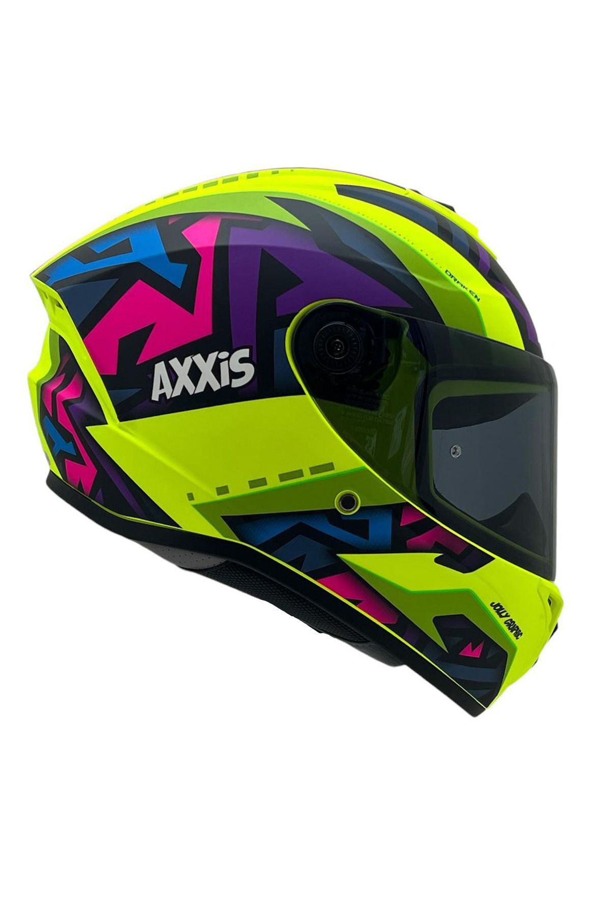 AXXIS-Draken S Jolly Matte Fluo Yellow Patterned Motorcycle Helmet with Double Visor 3