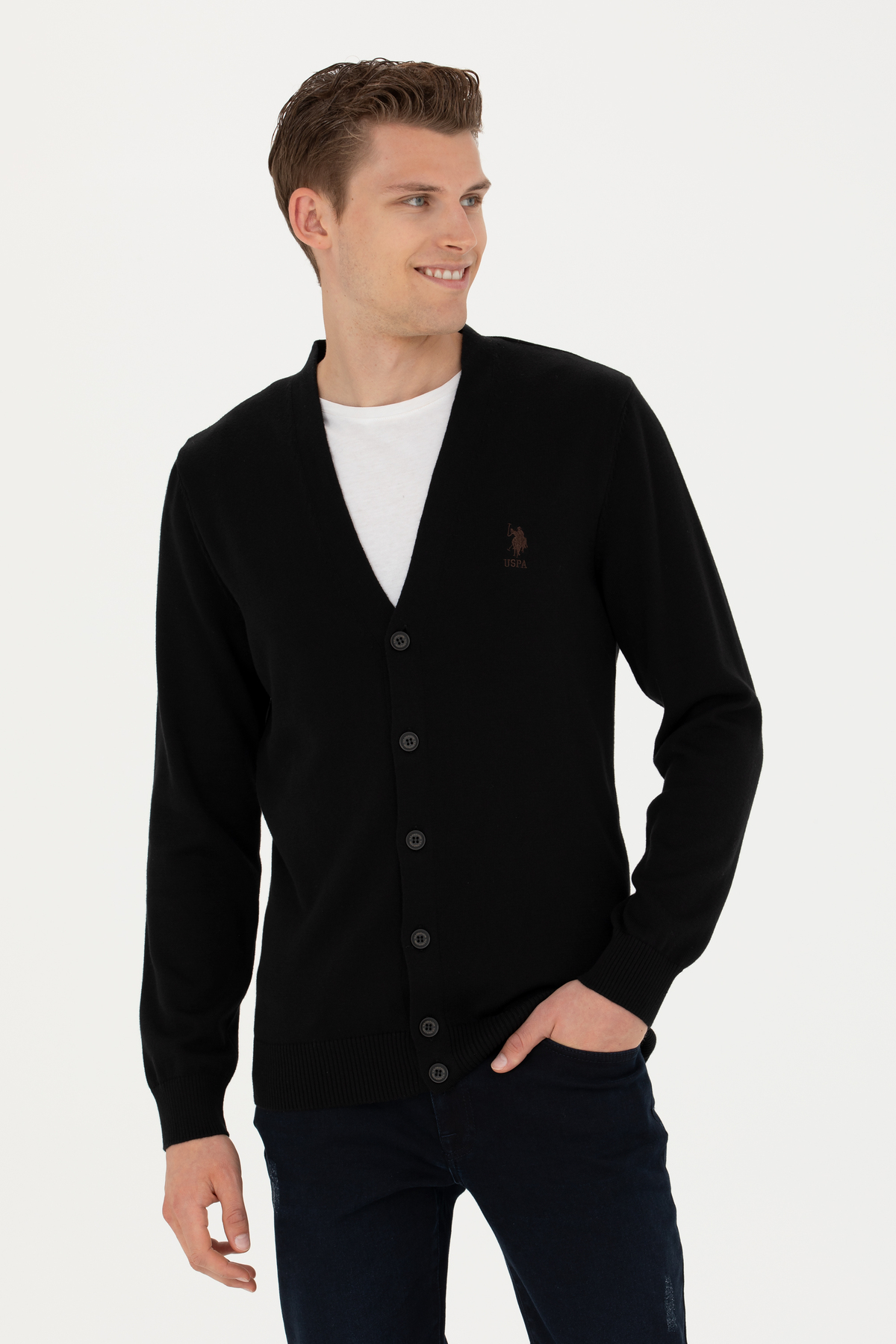 U.S. Polo Assn. Erkek Siyah Basic Triko Hırka 50275843-VR046 — مشکی 919510