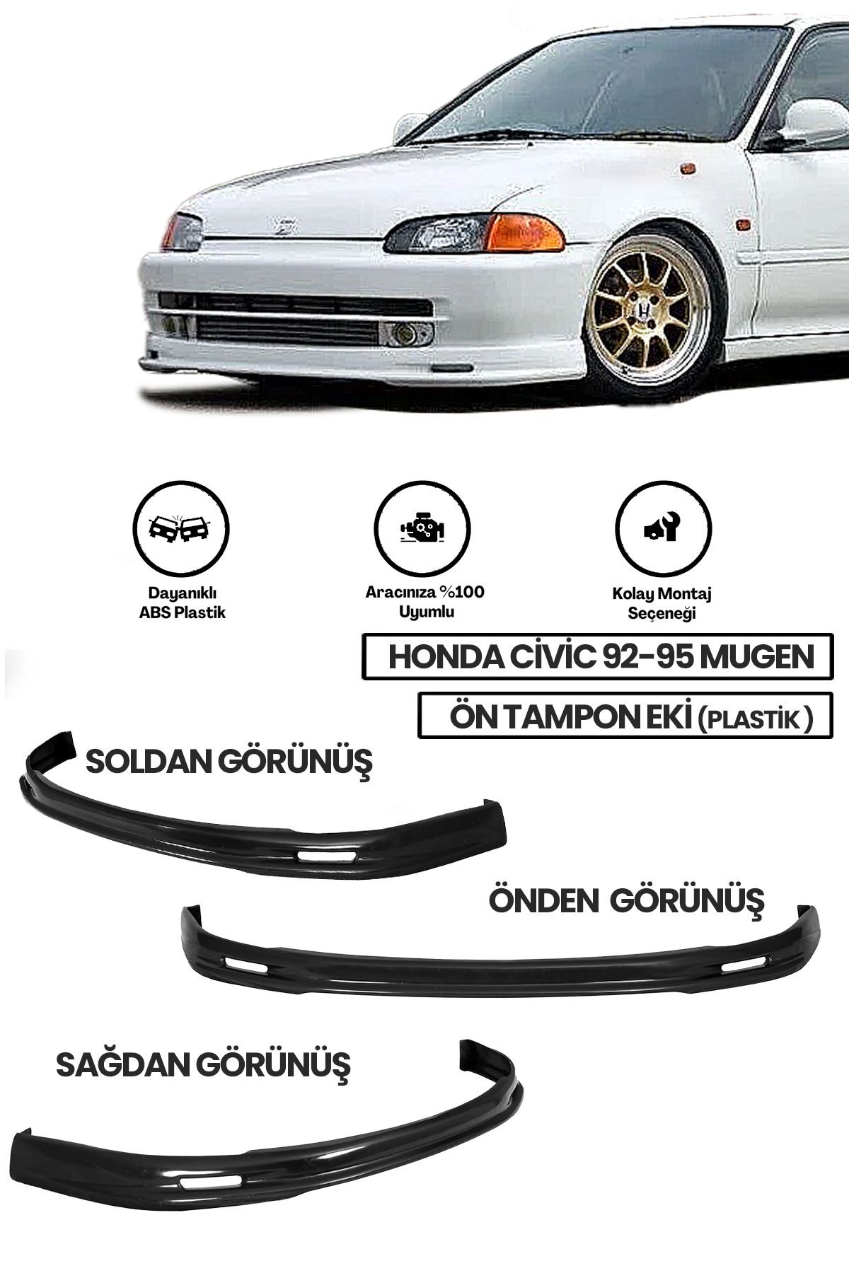 bkstuningshop Honda Civic 92-95 Sedan Mugen Ön Ek (plastik) No: 3