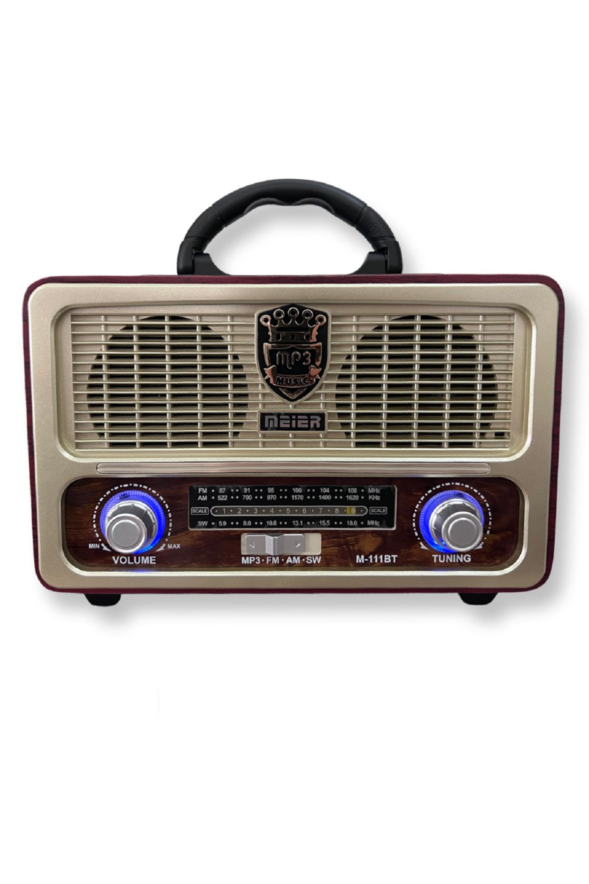 Nostalji Radio Ahşap Görünümlü Kumandalı Bluetooth-usb-sd Kart Fişli, Şarjlı, Pilli  Radyo