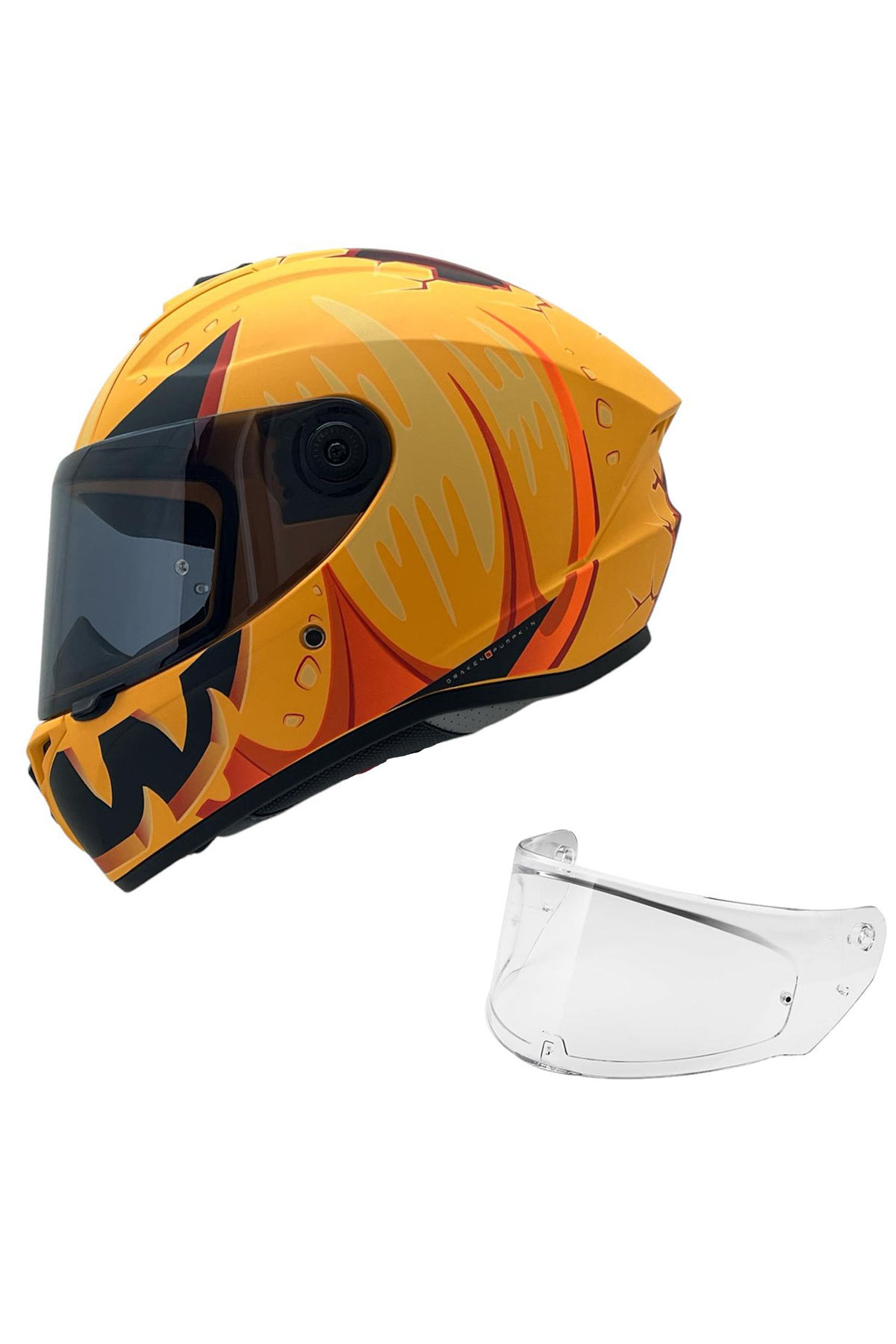 Axxis DRAKEN S PUMPKİN MAT YELLOW DESENLİ MOTOSİKLET KASKI ÇİFT
