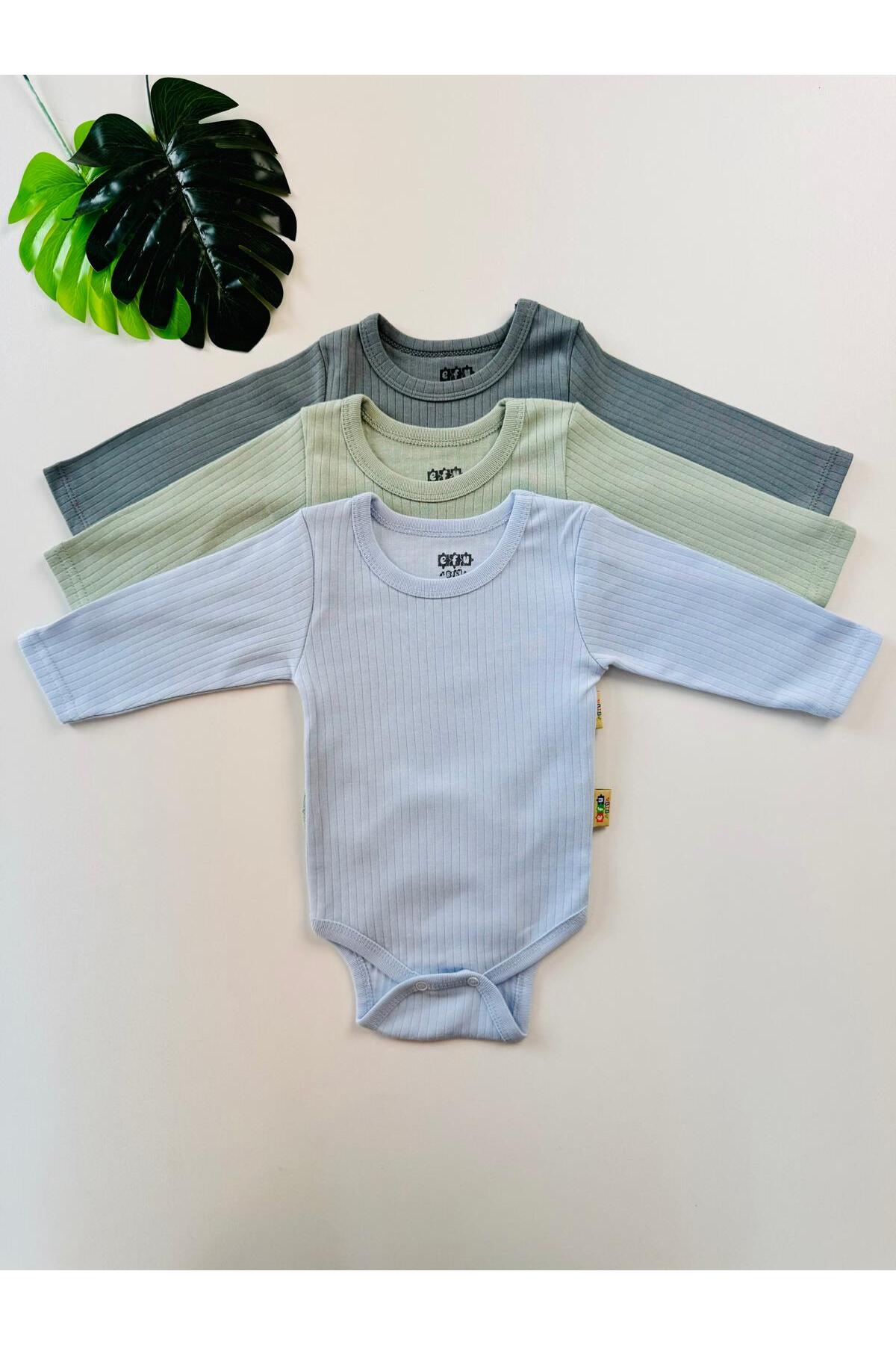 EFU BABY 3'lü Unisex Pamuklu Raporlu Bebek Basic Body Zıbınlı Pantolon Takım fotoğrafı 4 (önizleme)
