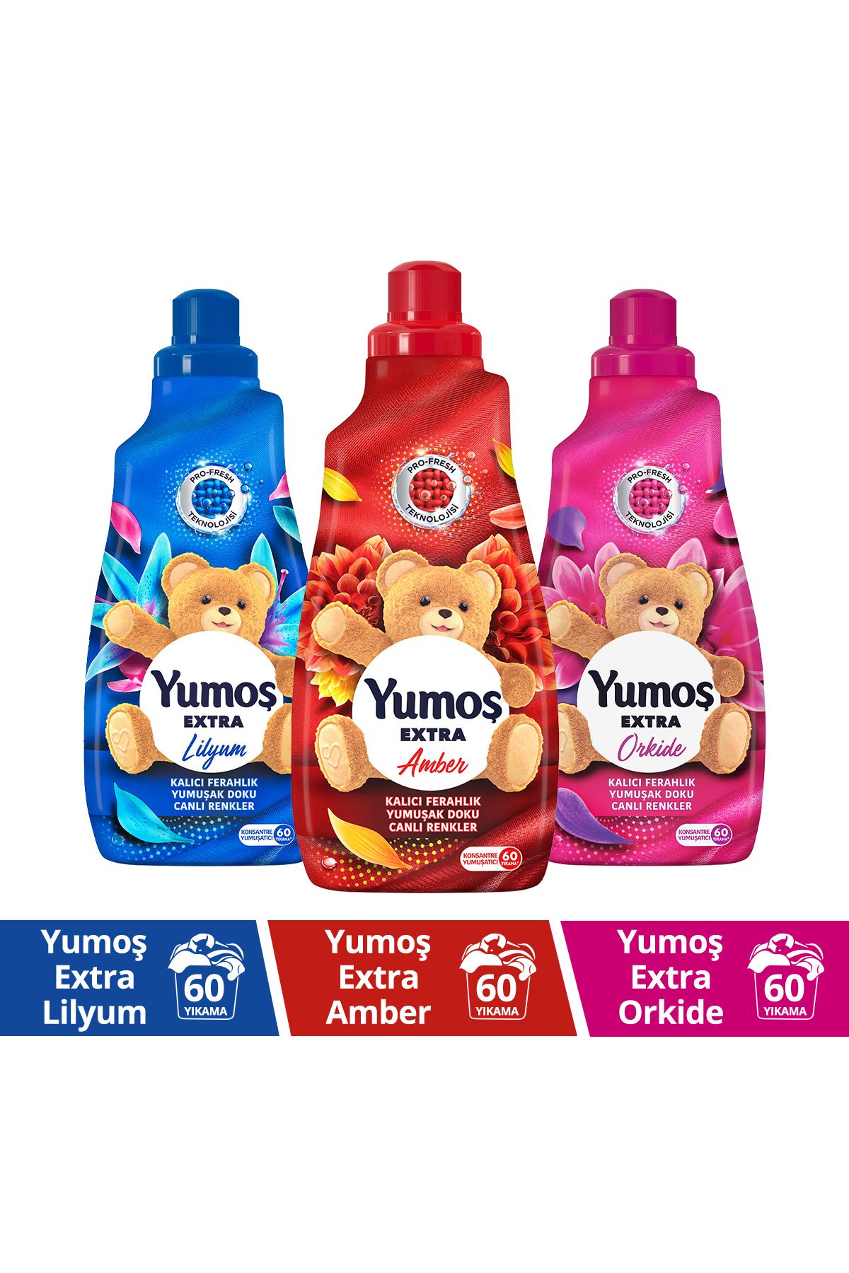 Yumoş Extra Konsantre Çamaşır Yumuşatıcısı Amber 1440 ml Lilyum 1440 ml Orkide 1440 ml