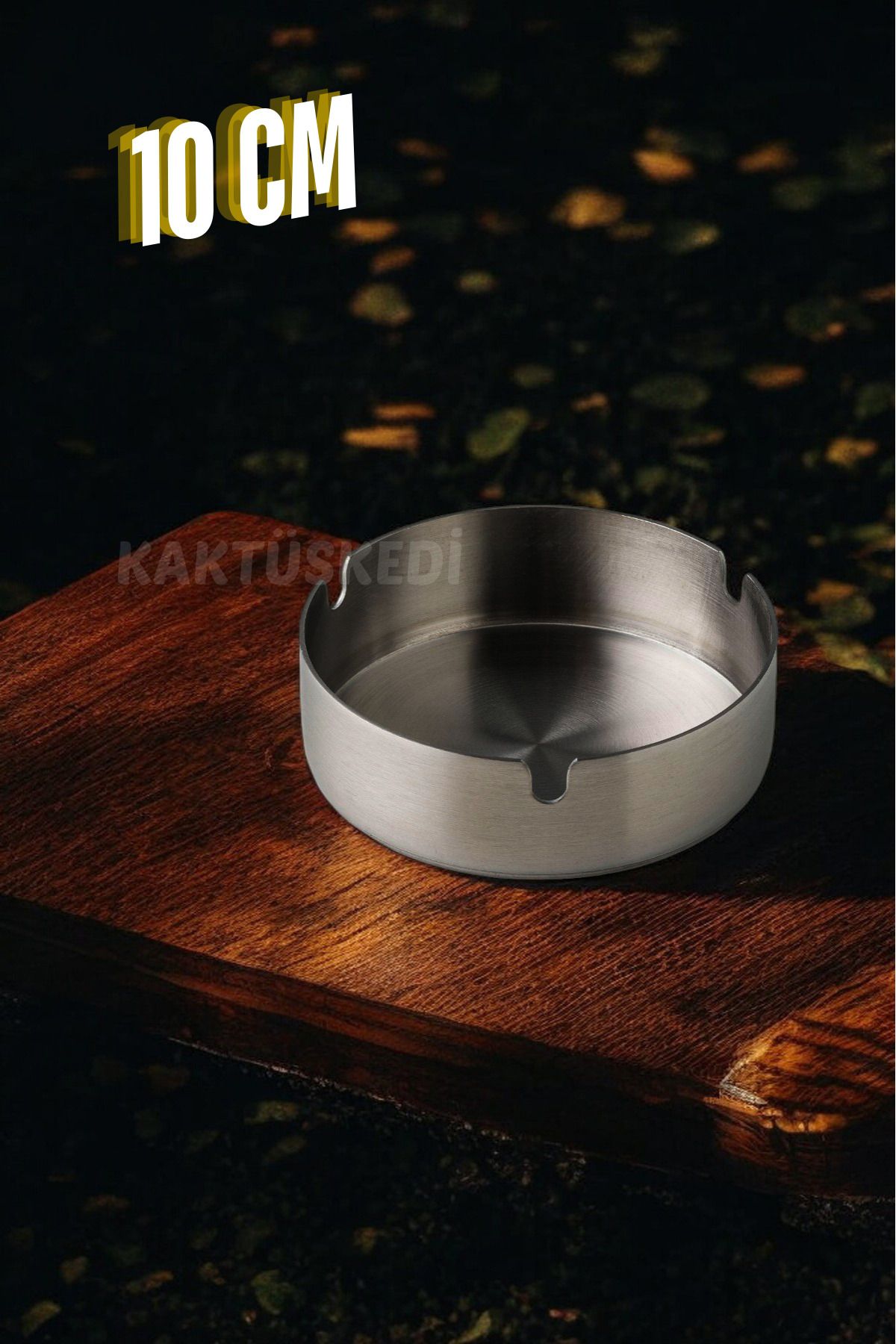 KaktüsKedi-Large Size Stainless Steel Ashtray 10 cm 2