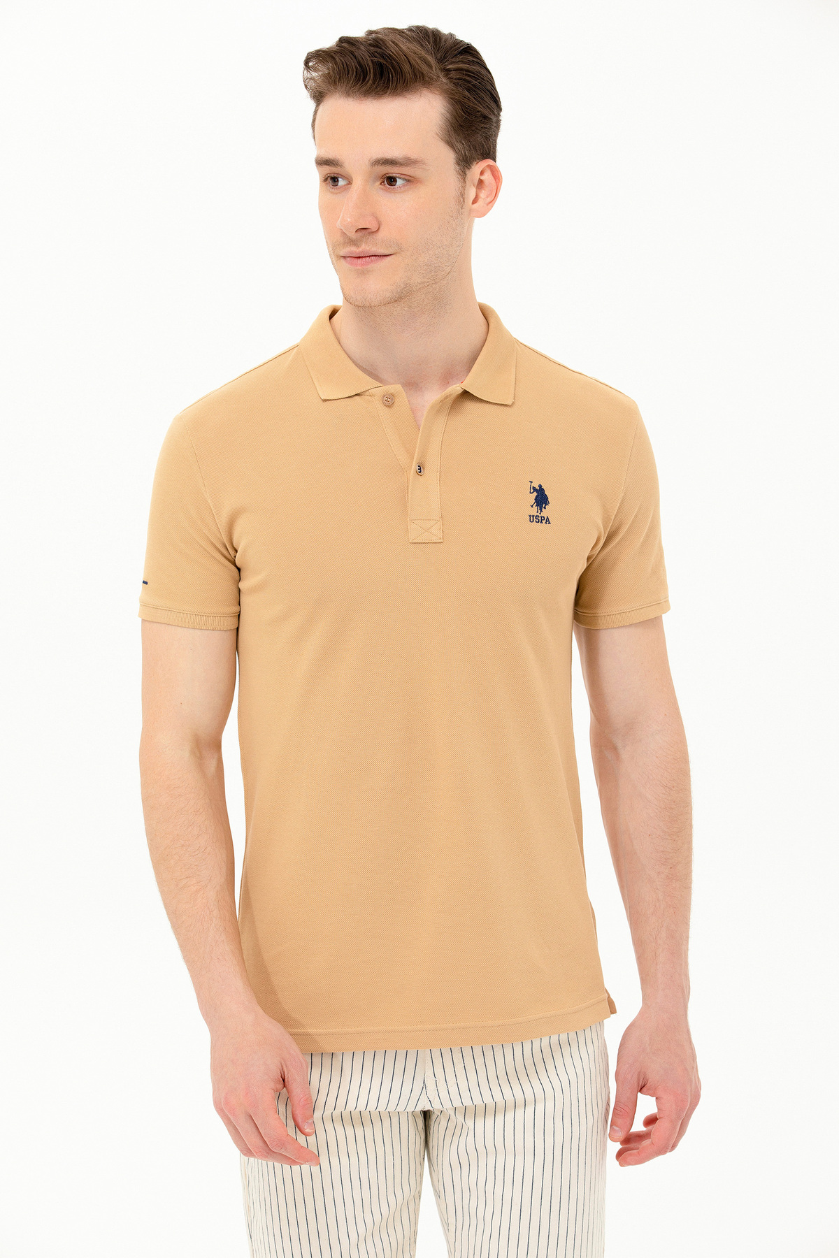 تیشرت پولو یقهدار مردانه شتری U.S. Polo Assn. مدل 50263238-VR015 — 3