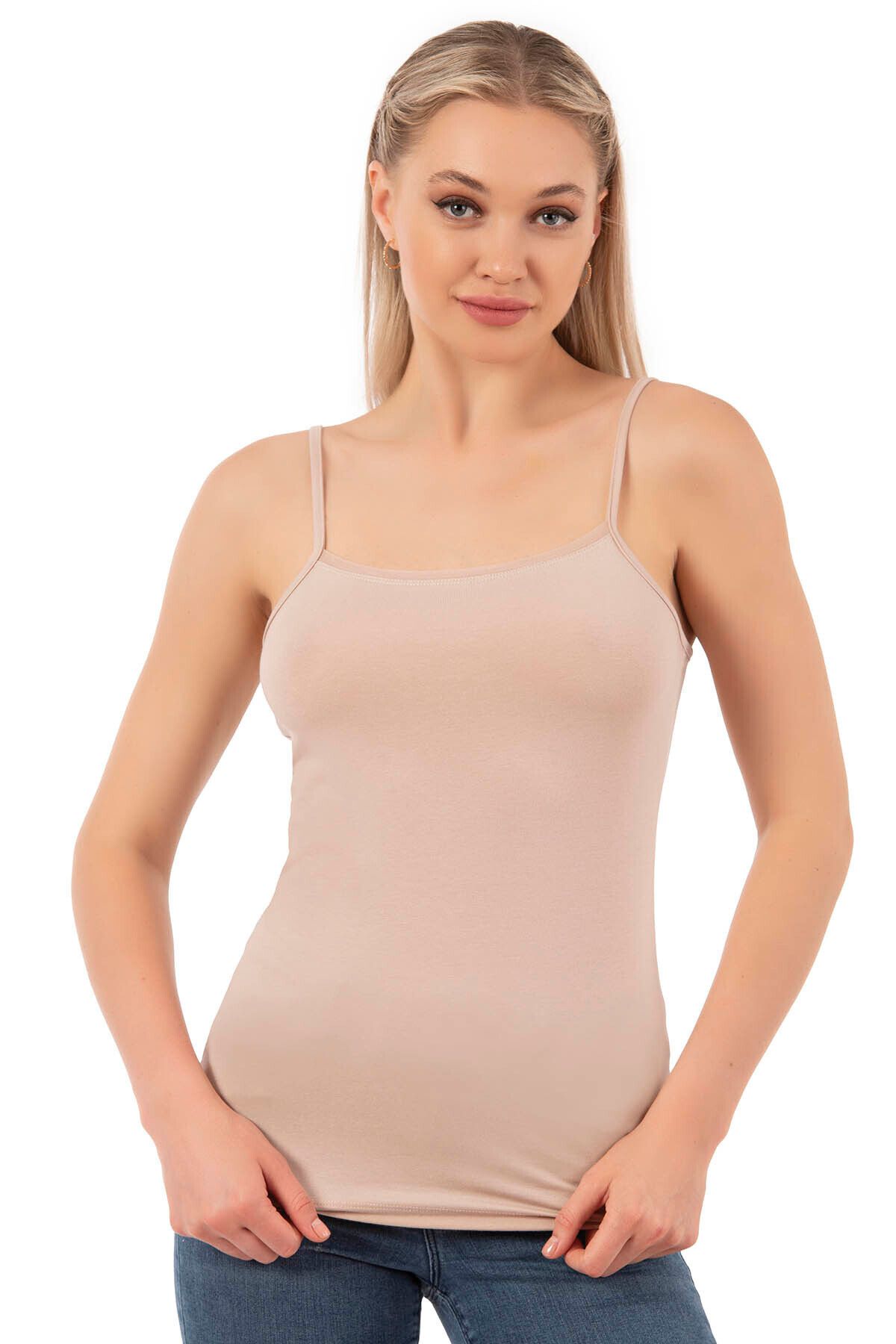 ÖZKAN underwear-Özkan 27105 Women's Cotton Modal Flexible Comfortable String Strap Knitted Tank Top 4