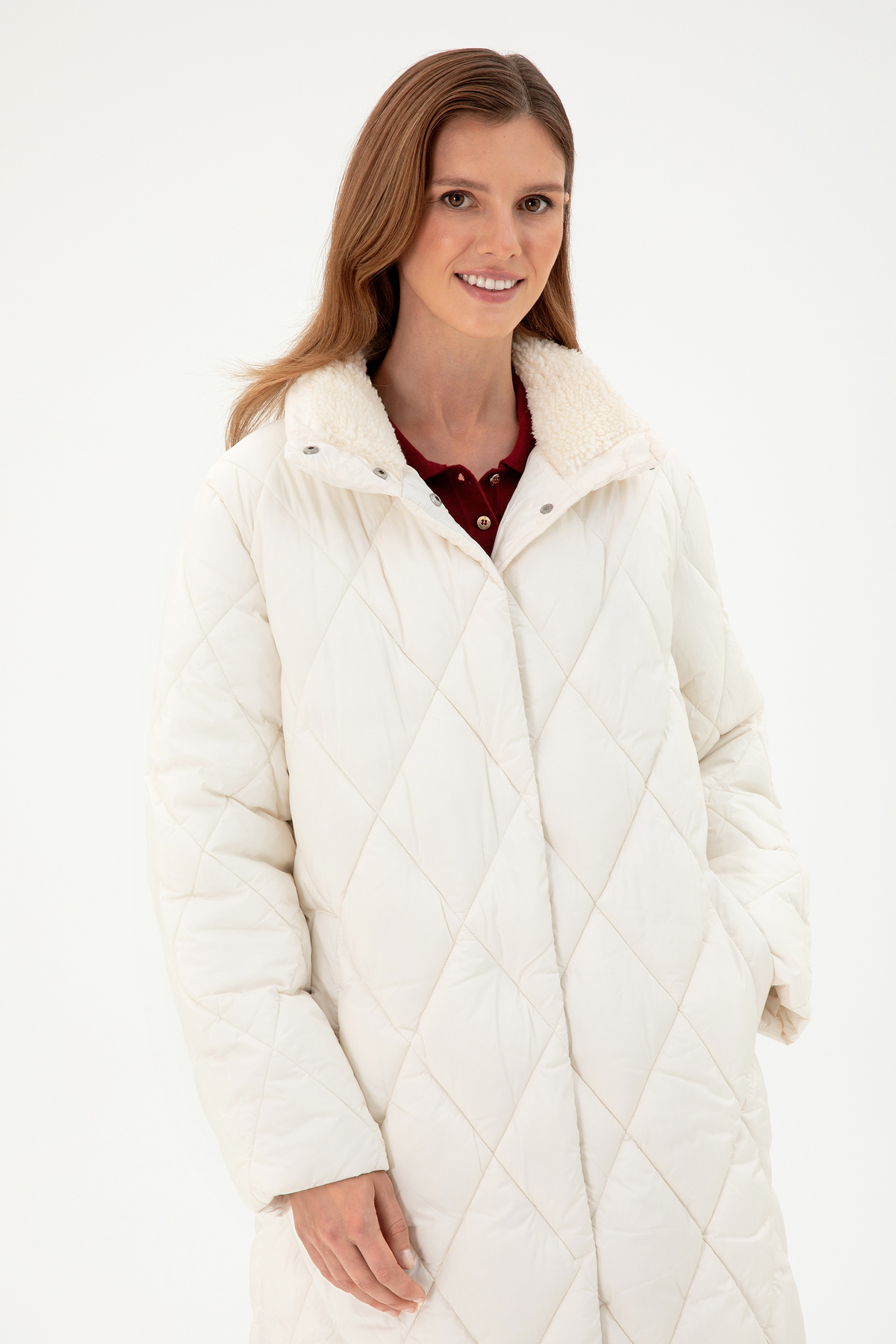 U.S. Polo Assn. Kadın Krem Kaban 50289582-VR071 görsel 3