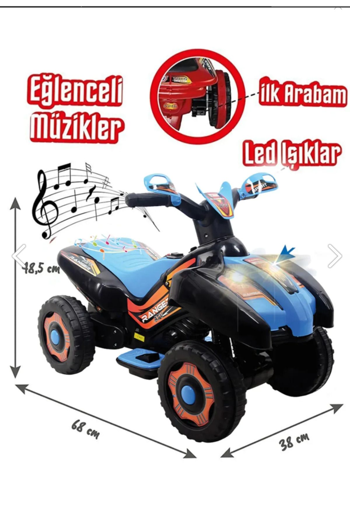 cenfa3d Sesli Işıklı Akülü Atv 6v Safari Siyah