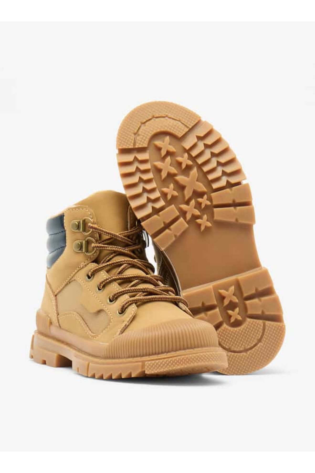 LBL by Shoexpress-Panelled High Cut Boots with Lace Detail and Zip Closure 4