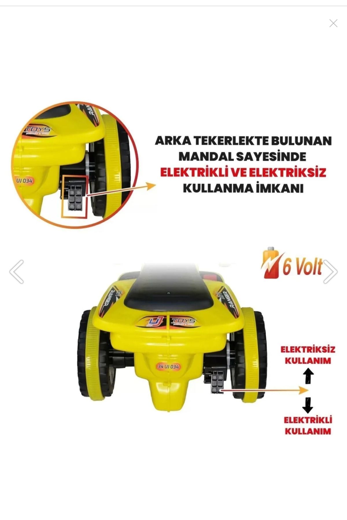 cenfa3d Sarı Akülü Atv 6v Safari