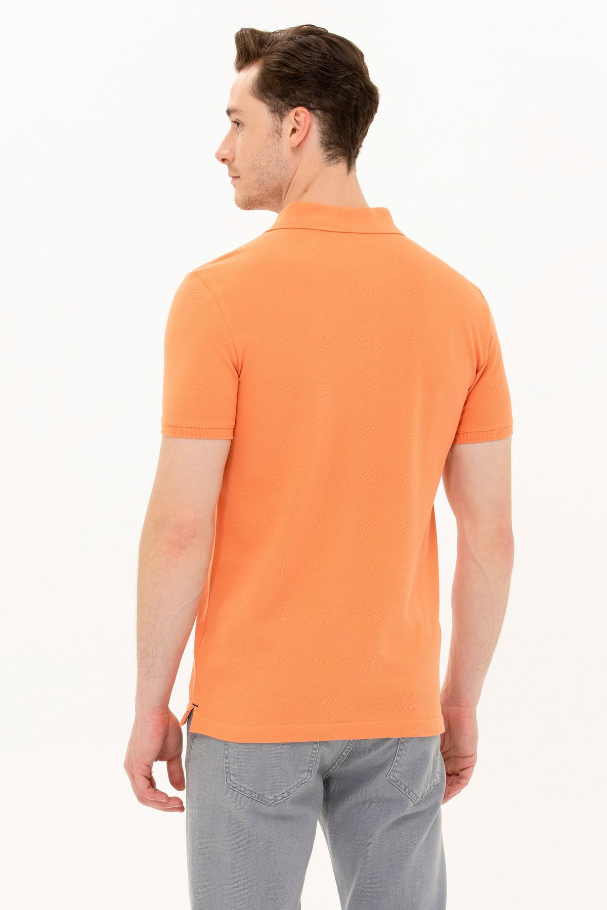 تی شرت یقه پولو قرمز مردانه کاشی YAKA U.S. Polo Assn.