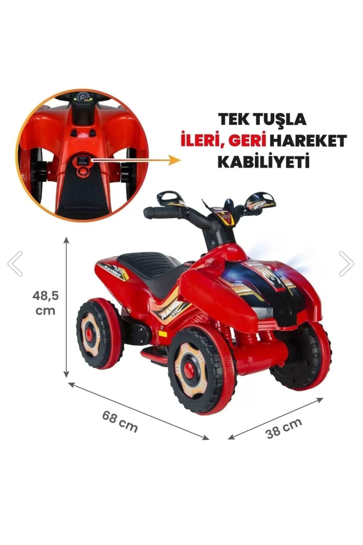 cenfa3d Işıklı Sesli Akülü Atv 6V Safari Kırmızı