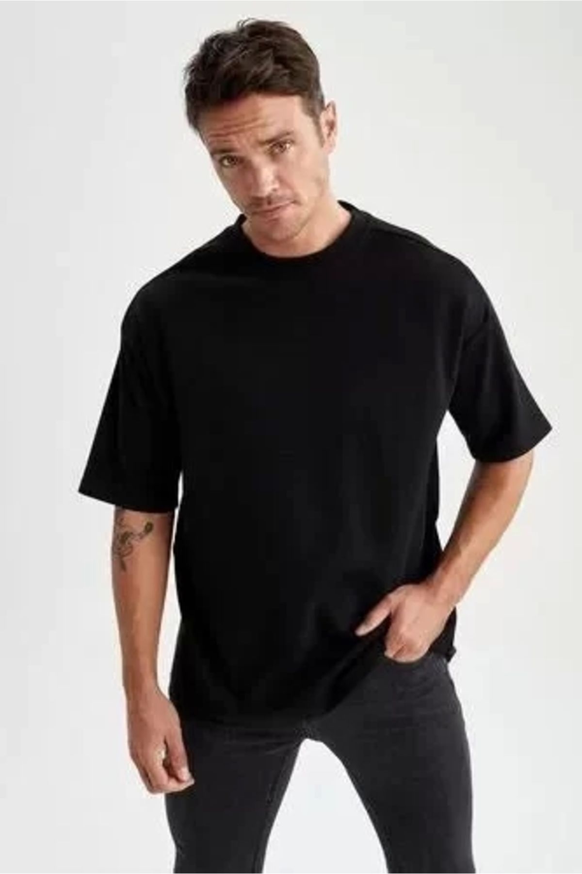 CVS Unisex Basic Bisiklet Yaka Oversize T-Shirt - Siyah