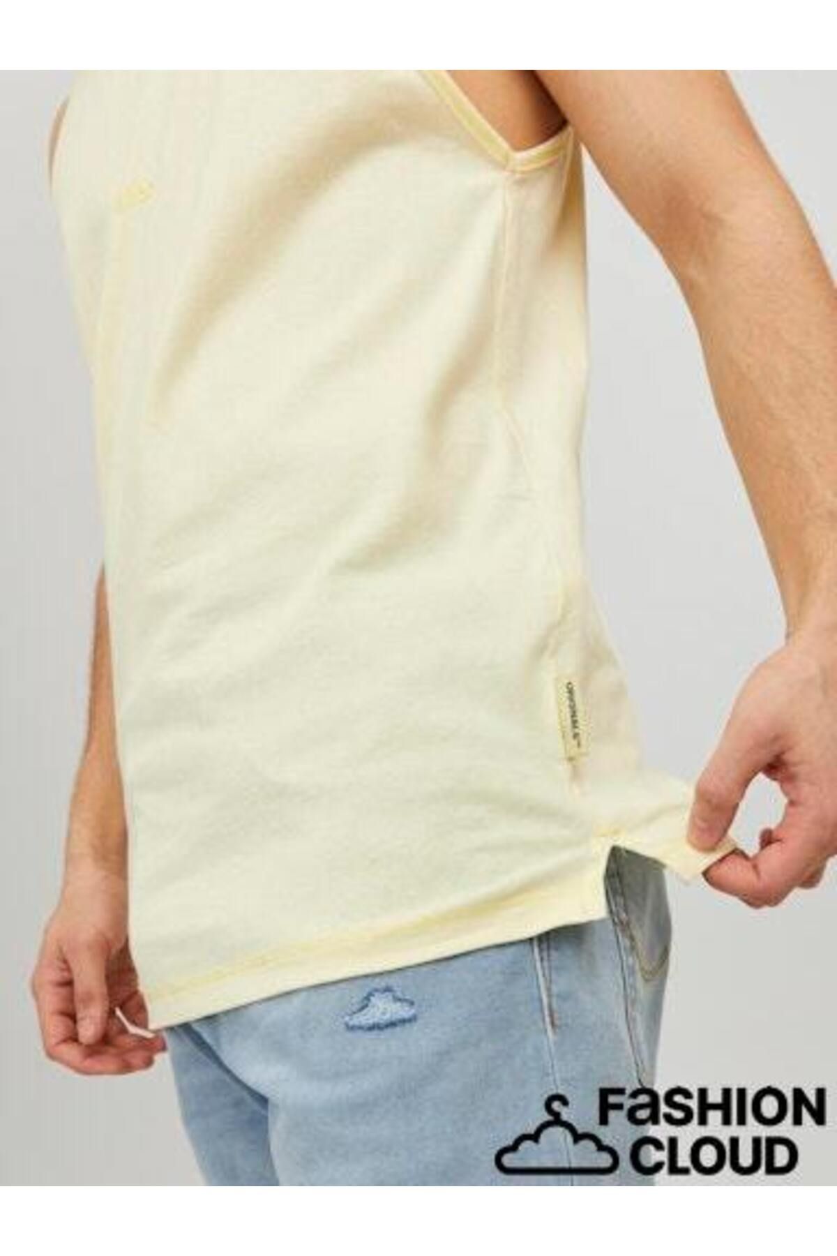 Jack & Jones-White Yellow Woven Sleeveless T-Shirt 2