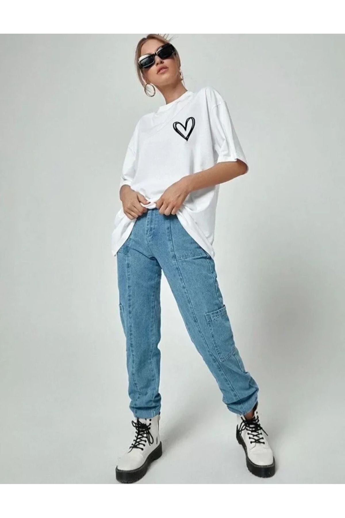 Albayrak Unisex Baskılı Oversize T-Shirt - Beyaz