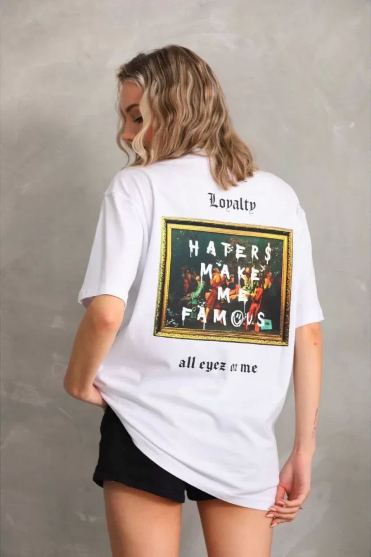 Albayrak Unisex Baskılı Oversize T-Shirt - Beyaz