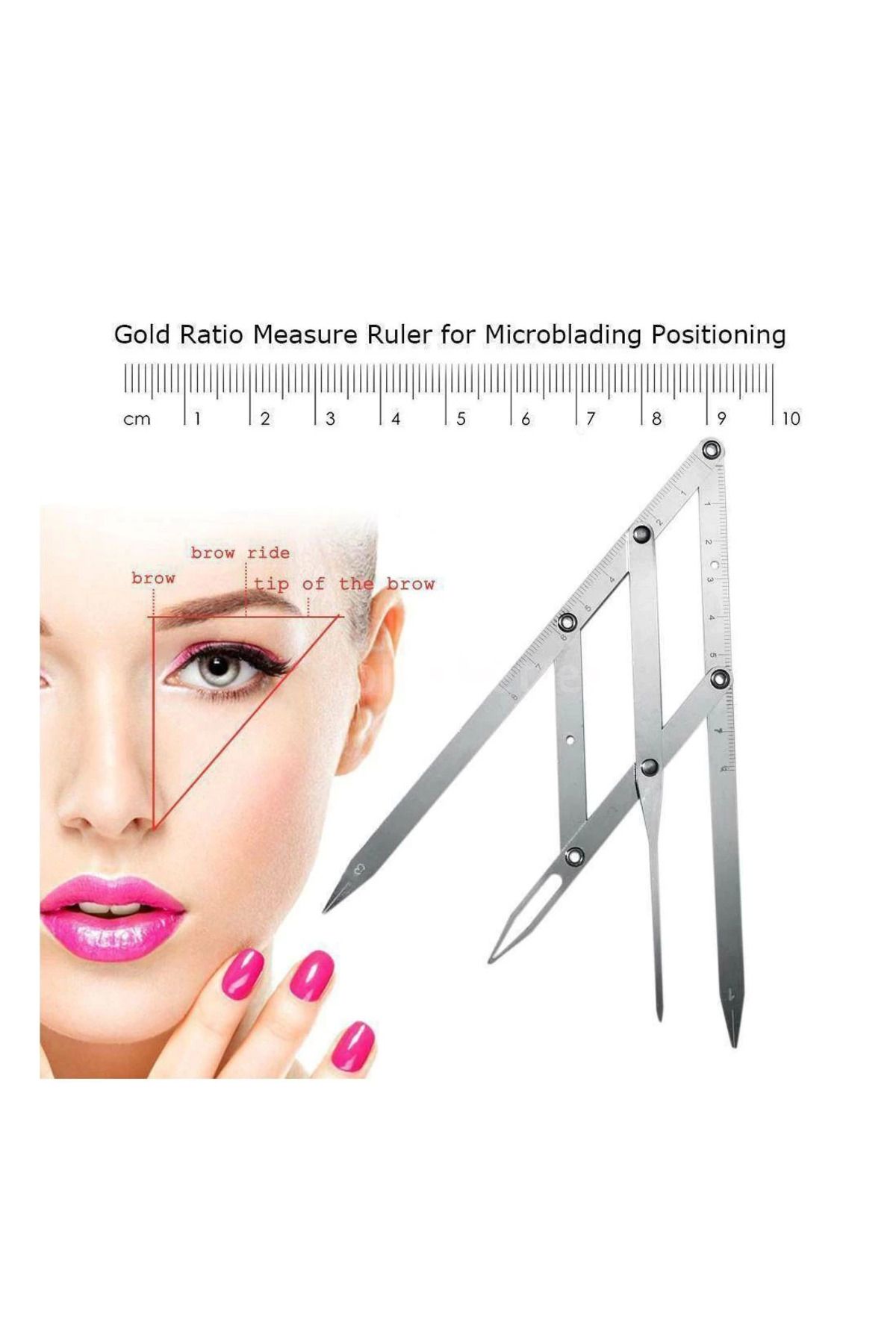Light up Microblading Simetrik Ve Estetik Kaş Ölçüm Cetveli, Kalıcı Makyaj Altın Oran Pergeli 275